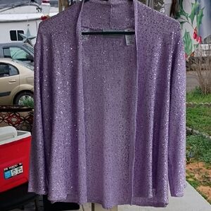 Alfred Dunner Purple Sequin Cardigan